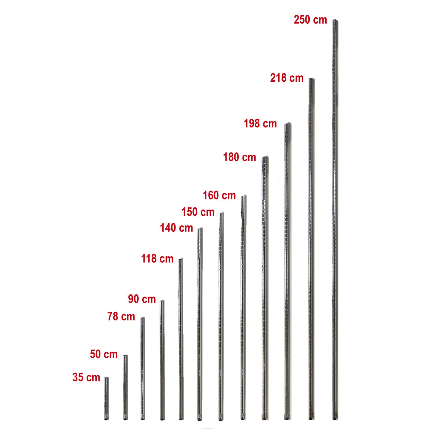 Tubolare Montante Scaffale Archimede System Ricambi Tubo in Acciaio Cromato Misure: 250 cm
