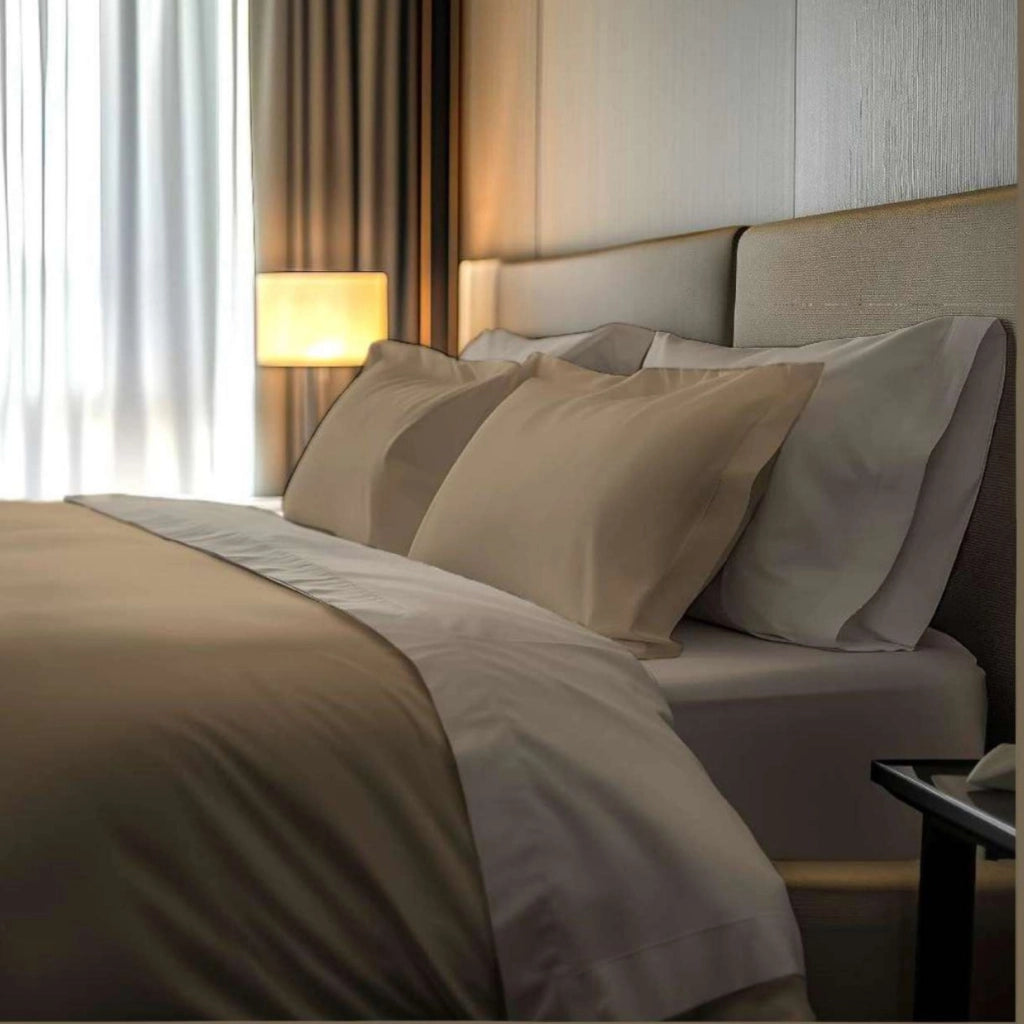 Rosirora, set Completo Letto Piazza e Mezza in Percalle, Marrone Chiaro