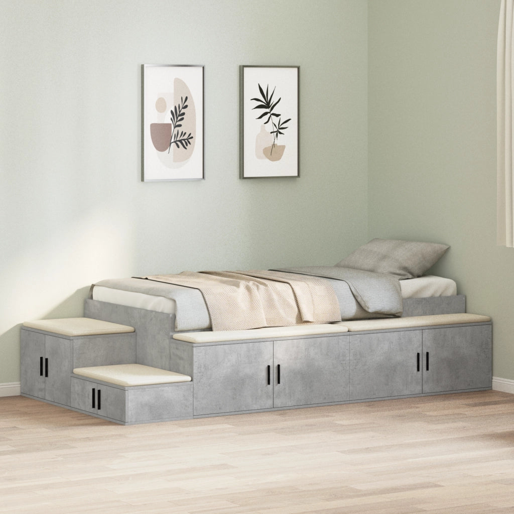 Struttura Letto da Stoccaggio Grigio Cemento 75x190 cm