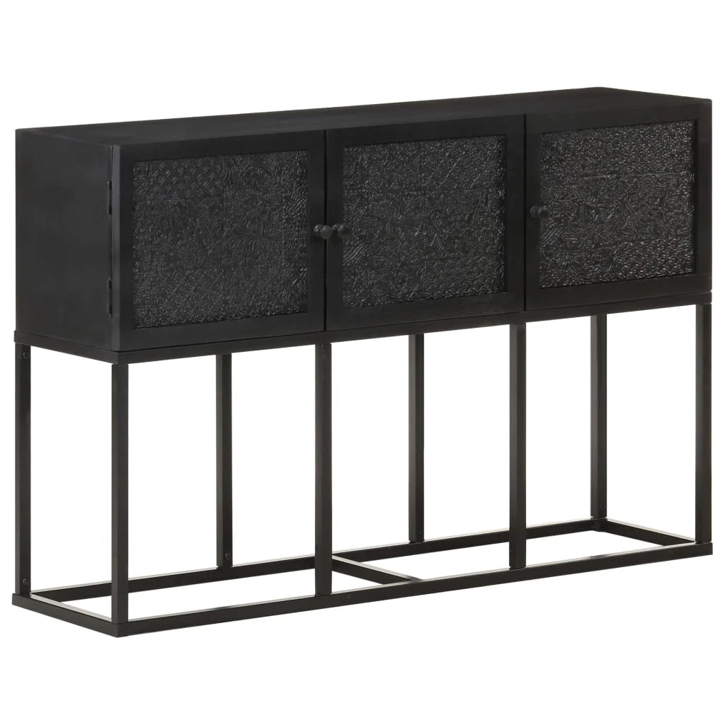 Buffet credenza cassettiera armadio mobile contenitore organizer per cucina soggiorno salotto 115 x 30 x 76 cm legno massello di mango nero 02_0029526