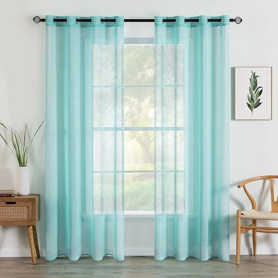 Tende di vetro trasparenti - 2 pannelli - 140 cm x 145 cm - blu turquesa