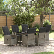 Set da Pranzo per Giardino con cuscino 7 pcs Grigio polyrattan