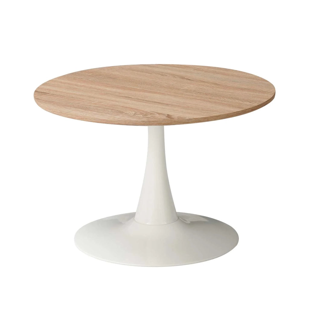 LÚZETE - TAVOLINO SAN ANTONI Ø70 CM GAMBA BIANCA PIANO BIANCO PIANO NATURALE