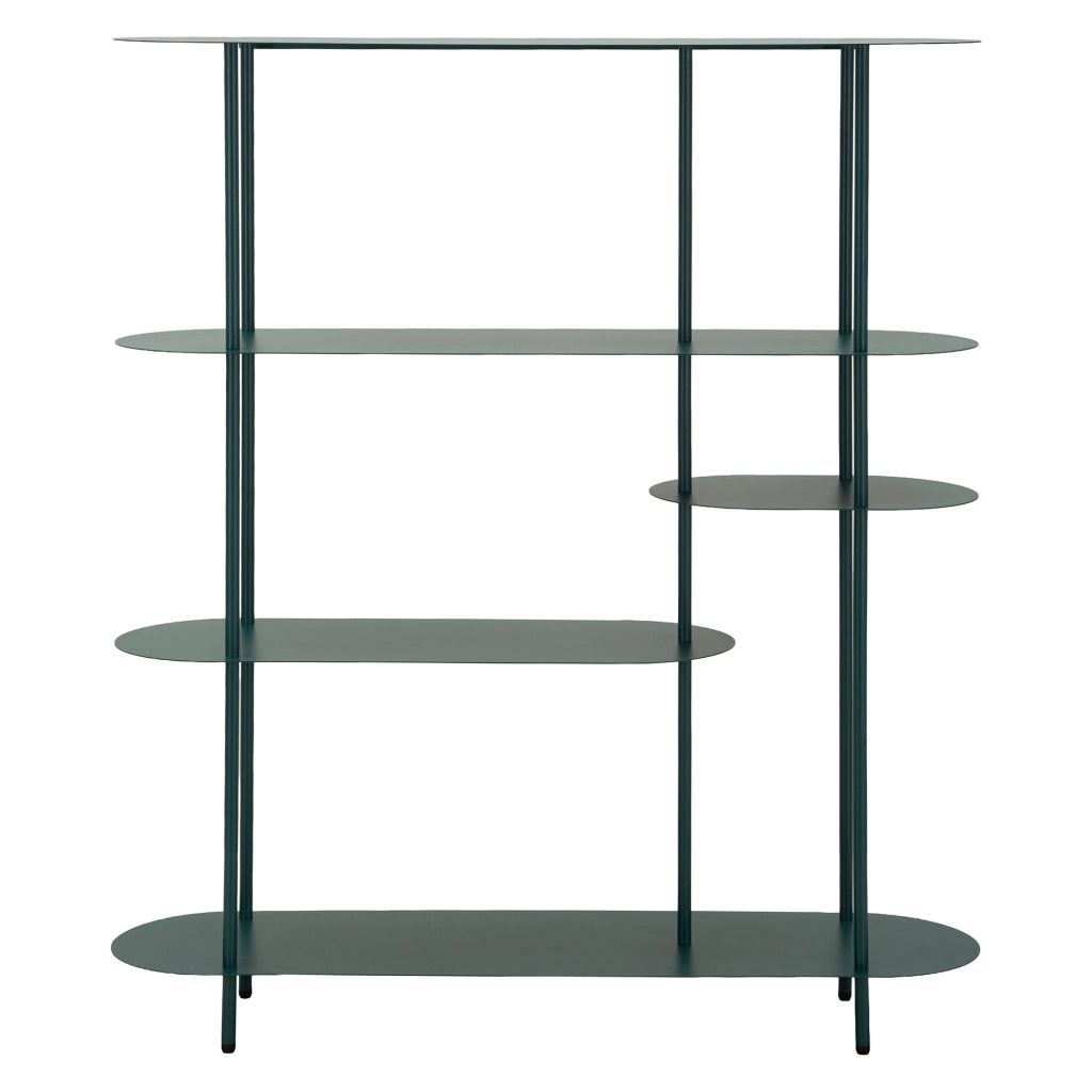Biblioteca Gana, Libreria 5 Ripiani, 11x40x132h cm Verde Ottanio