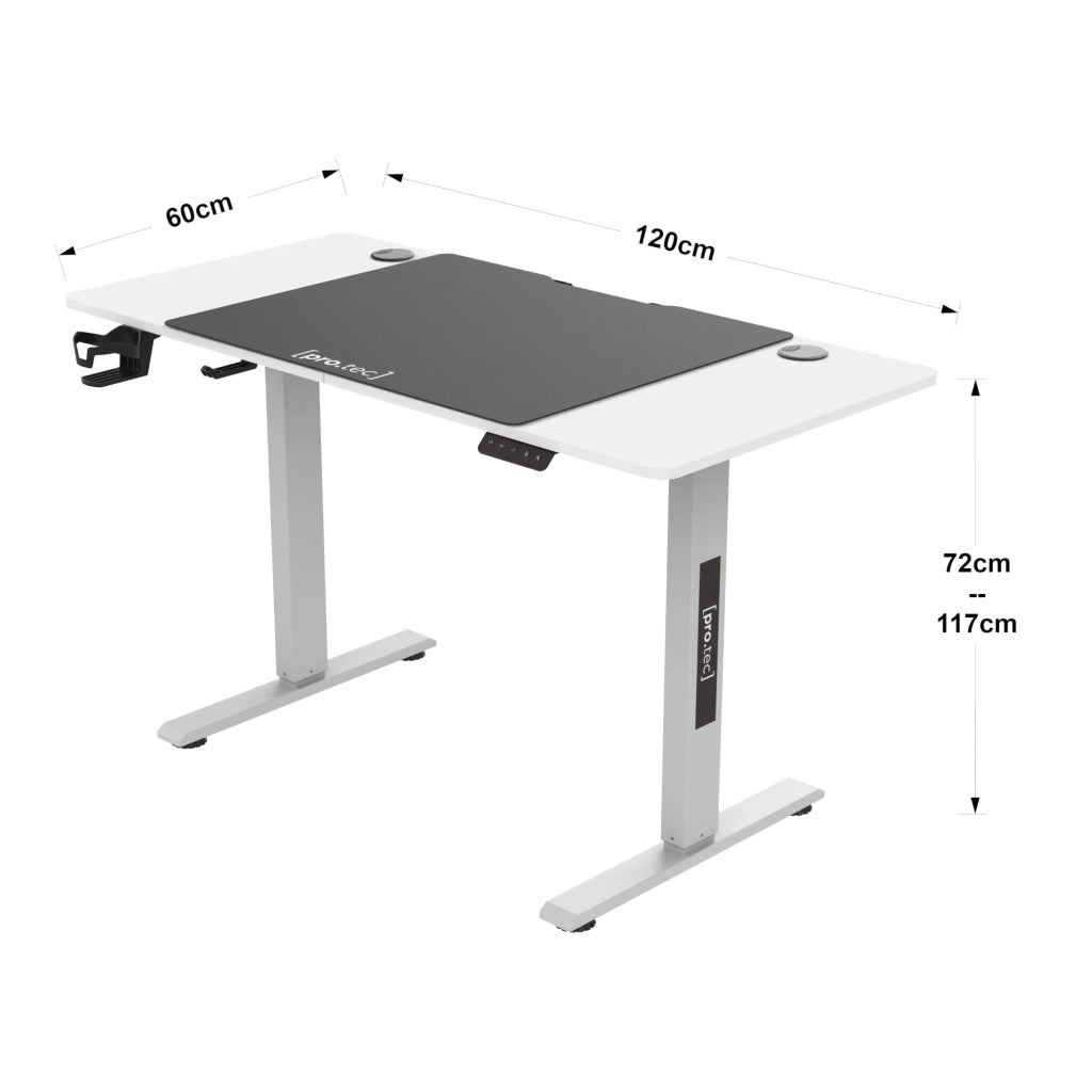 Scrivania/postazione di lavoro regolabile elettricamente in altezza con 4 ruote 120 x 60 cm bianco 03_0009079