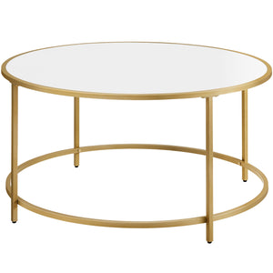 Tavolino rotondo Valora oro e bianco Ø84 cm stile loft