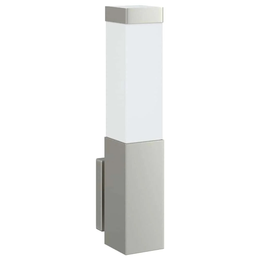 Applique da esterno moderna rettangolare 10,5 x 6 x 33 cm con diffusore integrato in acciaio inox argento 02_0056507
