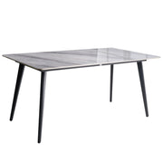 Tavolo da pranzo da giardino Piano in pietra sinterizzata Struttura in ferro Resistente ai raggi UV, all'acqua e alla ruggine Per interni ed esterni Marmo nero e grigio