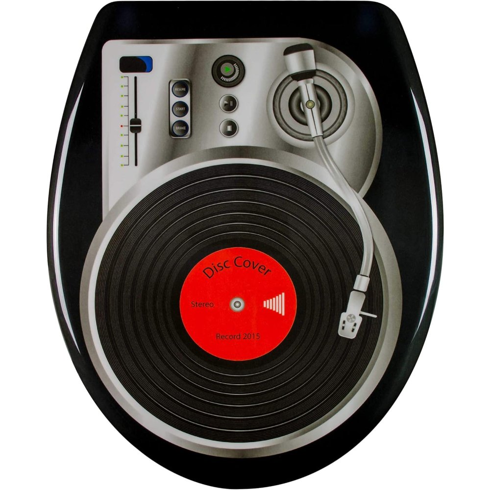 Sedile wc chiusura ammortizzata - motivo dj turntable - copriwat