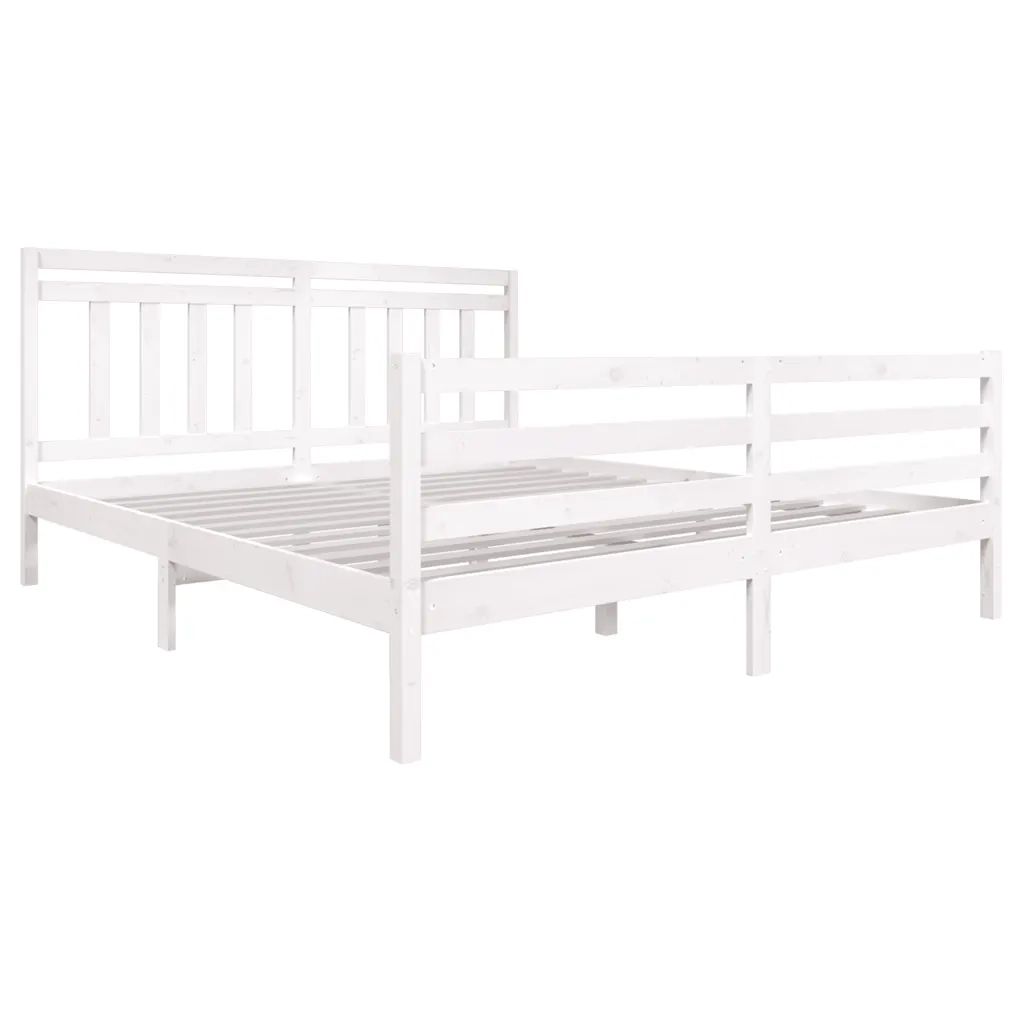 Giroletto-Struttura Letto Bianco 180x200 cm Super King in Legno Massello 219510
