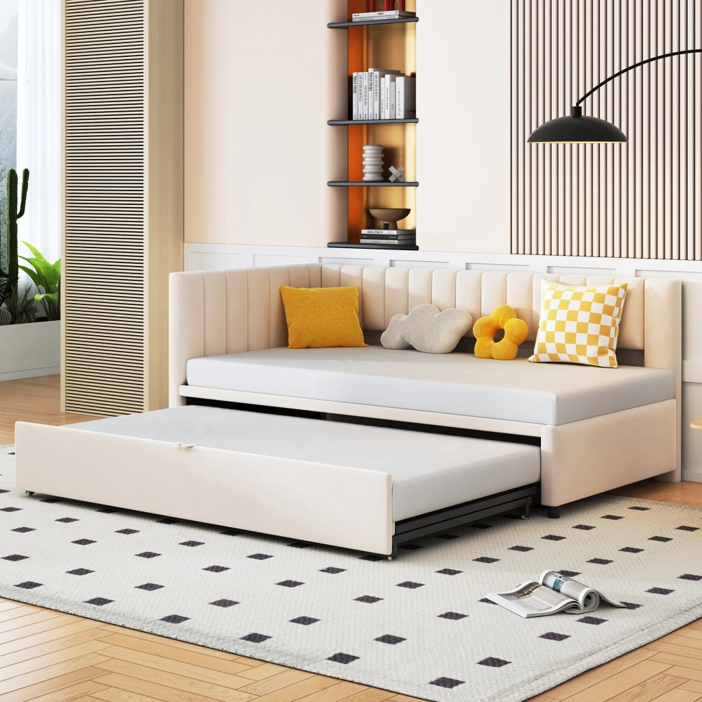 Divano letto a L con letto estraibile velluto 90x200 cm