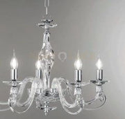 LAMPADARIO 1306 12 LUCI TRASPARENTE E CROMO ATTACCO E14 D.100CM