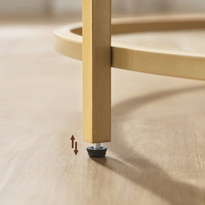 Tavolino rotondo Valora oro e bianco Ø84 cm stile loft