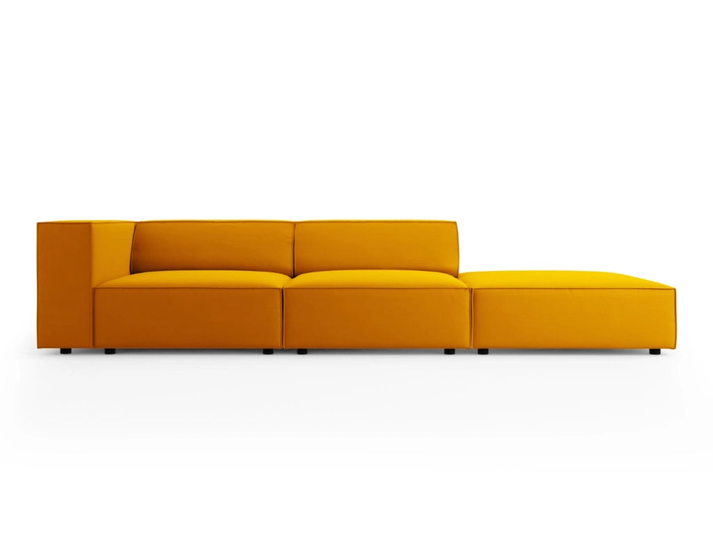 Cosmopolitan Design - Divano destro "Arendal" 4 posti in velluto giallo 