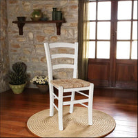 Sedia legno venezia bianco con seduta in paglia di riso