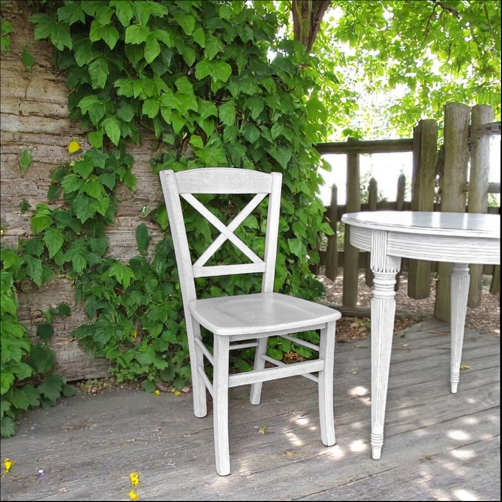 Sedia in legno venezia croce anticata bianca con seduta legno
