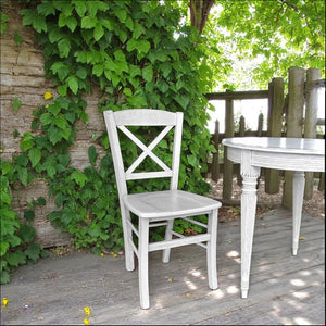 Sedia in legno venezia croce anticata bianca con seduta legno