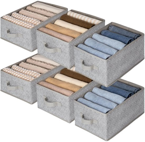 Organizzatore per Jeans, 6-pack contenitore per abiti, cassettiera pieghevole grigia per abbigliamento, maglie, T-shirt