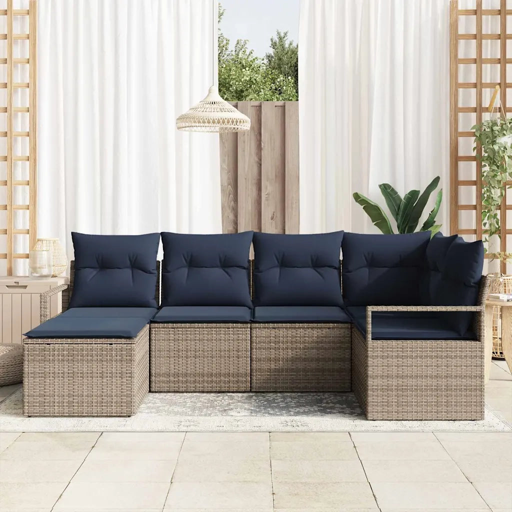 Set di divani con cuscino 6 pcs Grigio polyrattan