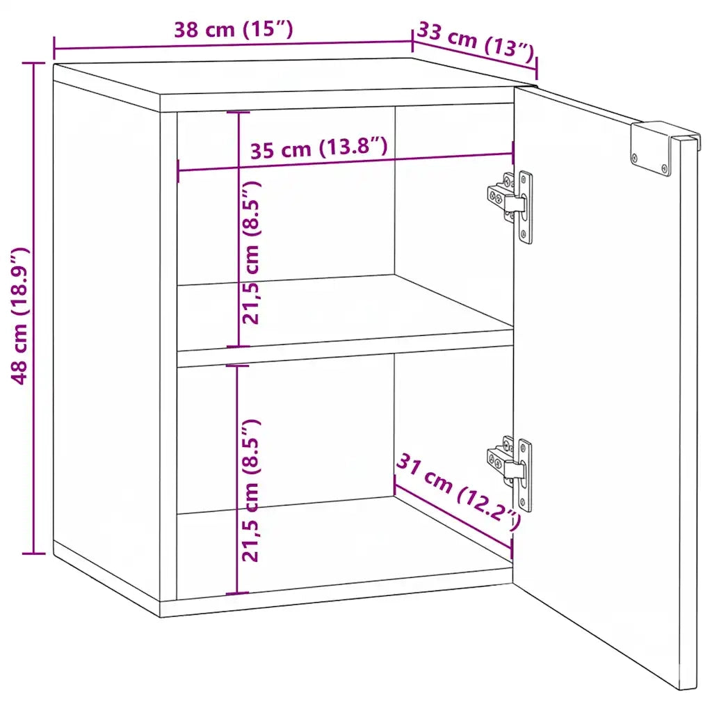 vidaXL Armadio sottolavello con porta Marrone e Nero 38 x 33.5 x 48 cm