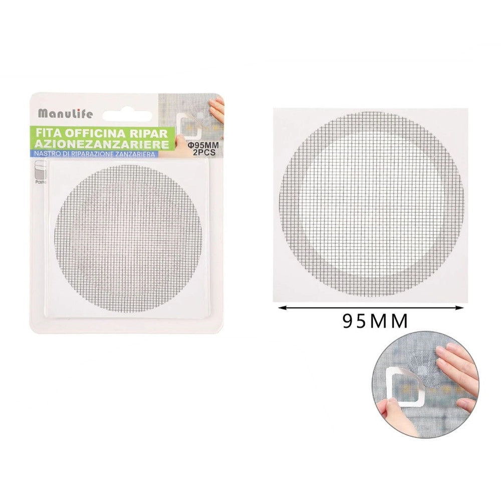 Trade Shop - Set 2 Toppe Adesive A Rete Grigia Per Riparazione Fori Strappi Zanzariere Da 95mm 622151 -