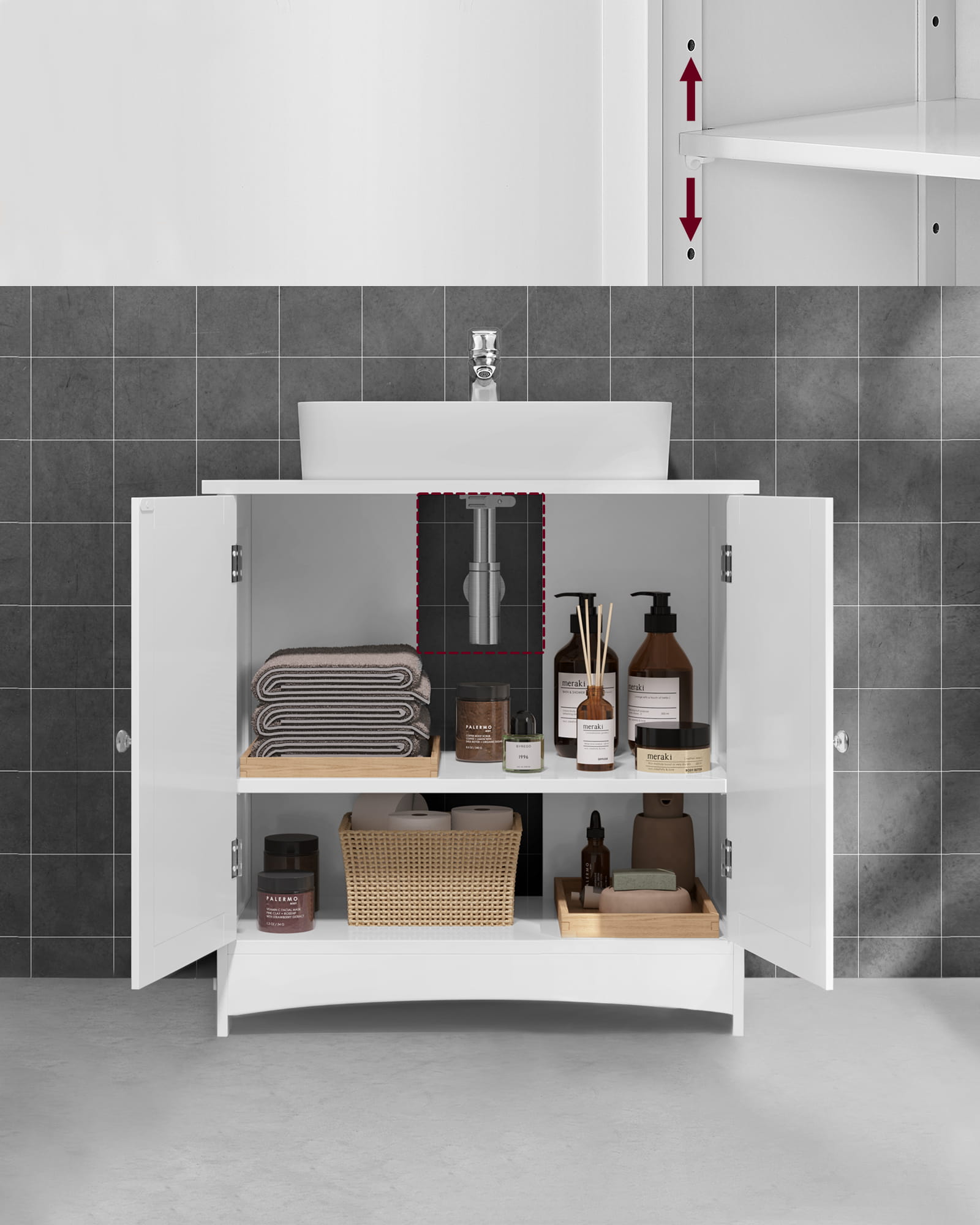 Mobiletto da bagno sottolavabo Valora | Bianco | Compatto | Scandinavo