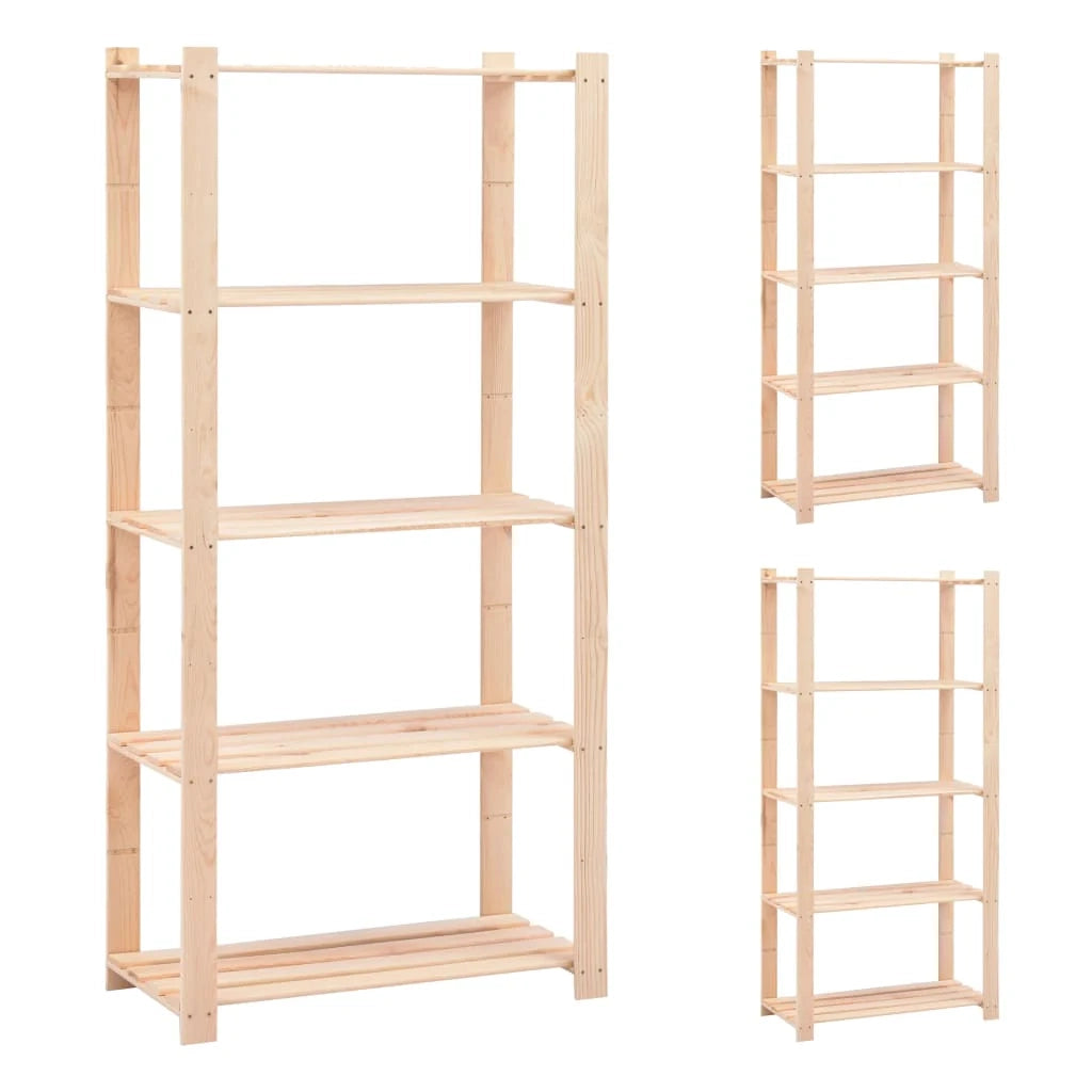 Scaffale a 5 ripiani 3 pezzi 80 x 38 x 170 cm pino 250 kg beige 02_0045730