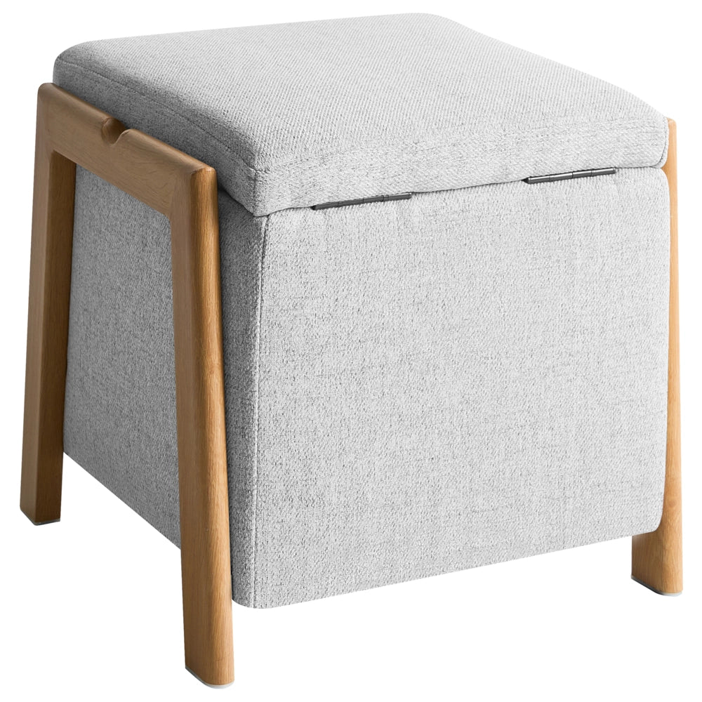 Pouf grigio rivestito in tessuto con contenitore Accessorio Soggiorno Camera da letto Glam Retrò