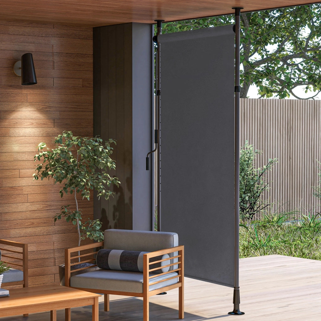 Tenda da sole verticale autoportante 150 x 220-310 cm con manovella, struttura in alluminio, grigio scuro