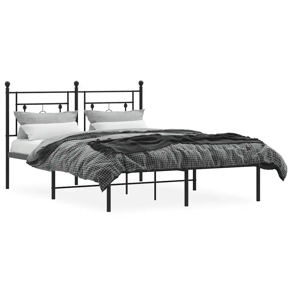 Giroletto con Testiera in Metallo Nero 140x200 cm 374340