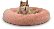 Letto per cani Donut con imbottitura soffice e bordo alto 120 cm rosa