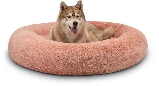 Letto per cani Donut con imbottitura soffice e bordo alto 120 cm rosa