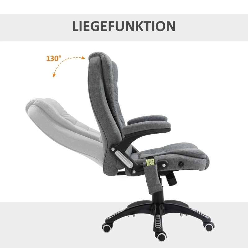 Sedia da ufficio massaggiante ergonomica con 6 punti di massaggio, funzione riscaldante in poliestere grigio scuro