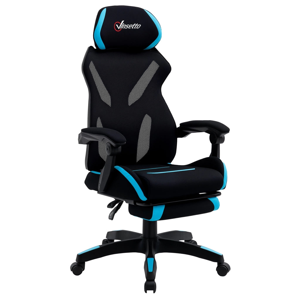 Sedia da Ufficio Ergonomica Gaming ¨C Xylo ¨C Tessuto Nero e Blu con Supporto Lombare, 65x65x119-129cm