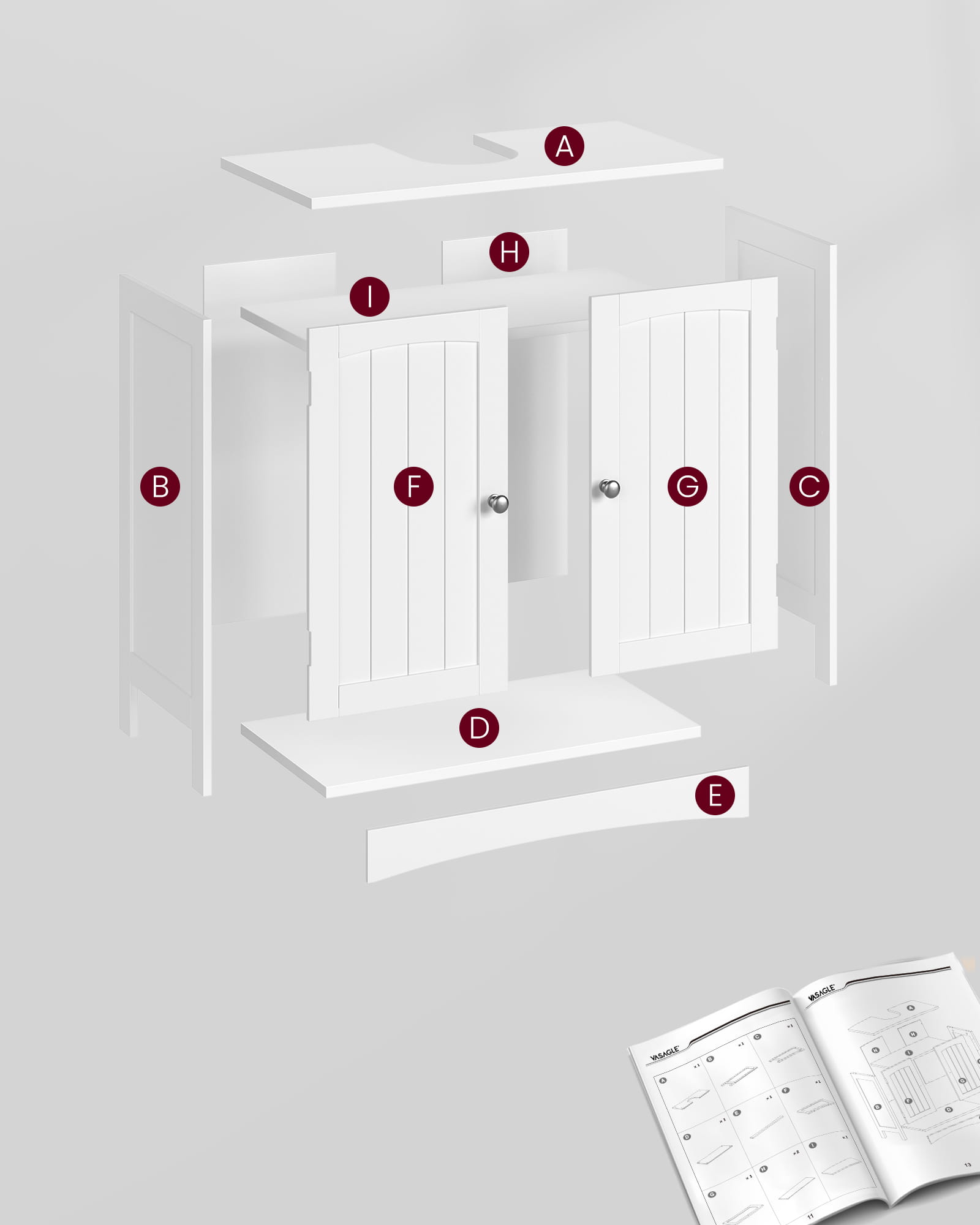 Mobiletto da bagno sottolavabo Valora | Bianco | Compatto | Scandinavo