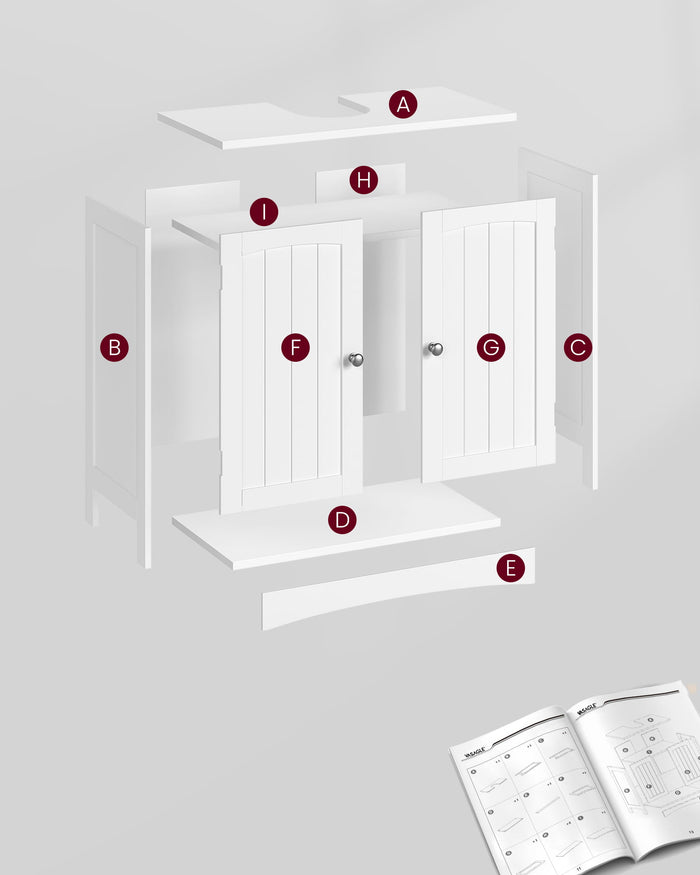 Mobiletto da bagno sottolavabo Valora | Bianco | Compatto | Scandinavo
