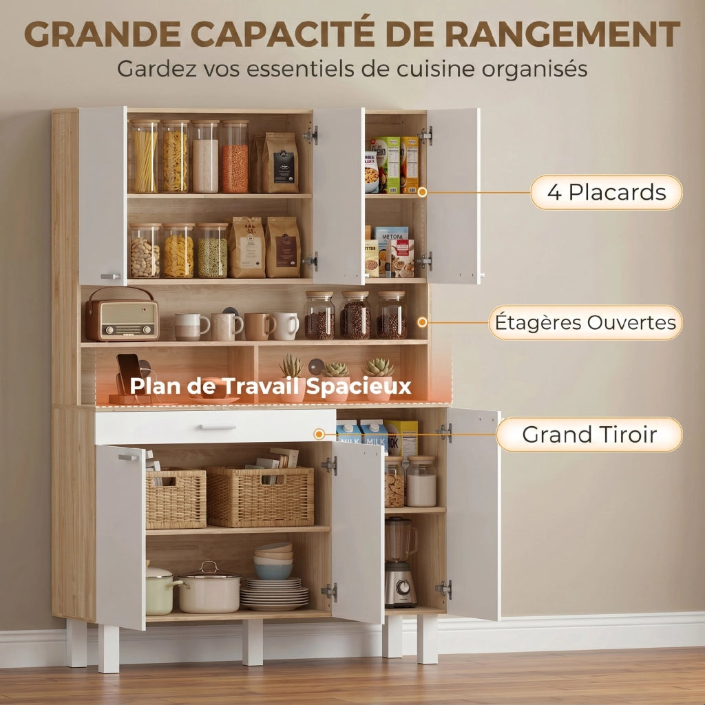 Buffet Cucina ¨C zephmum ¨C Bianco e Legno Naturale 120x40x175