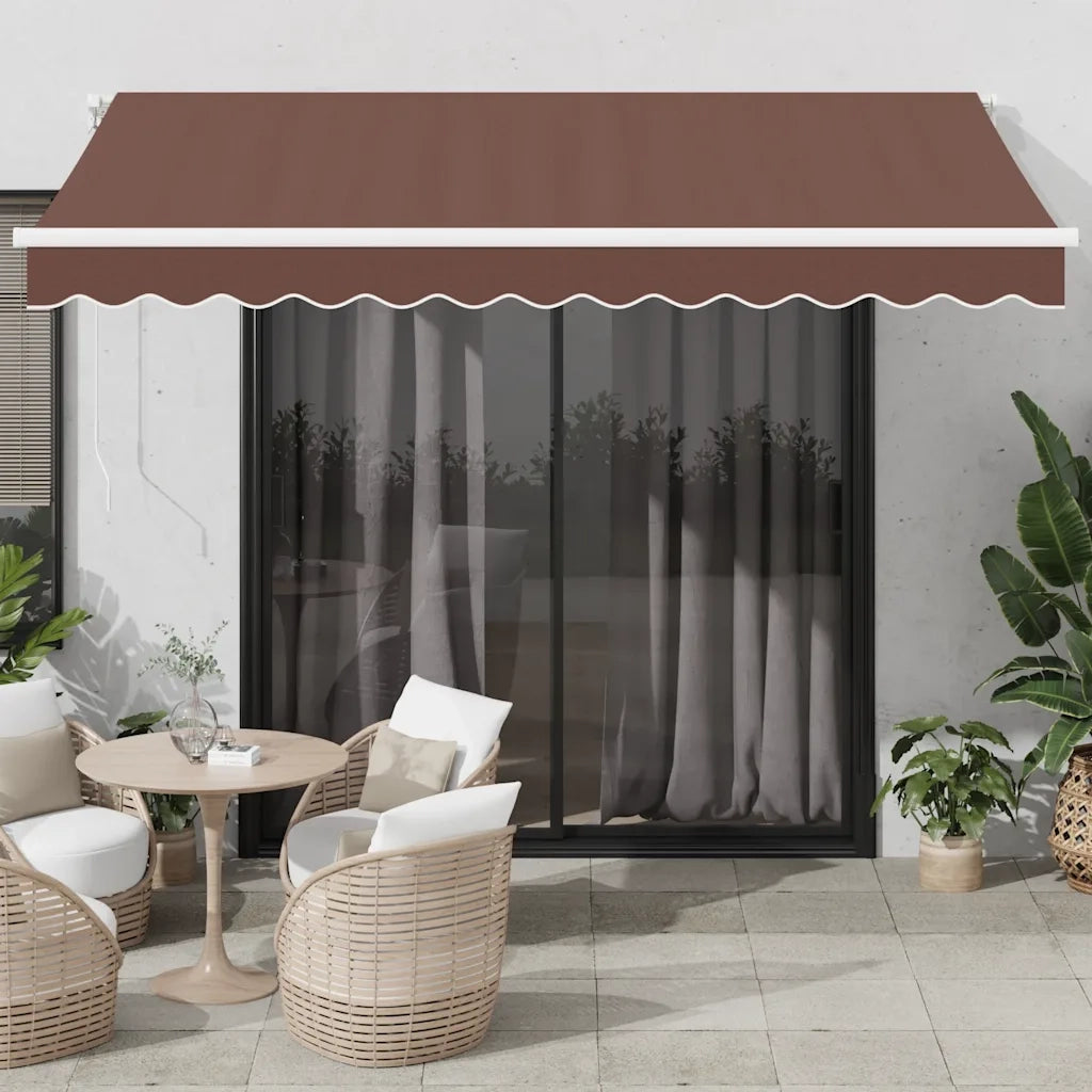 Tenda Retrattile Manuale con LED 350x250 cm Marrone 3215377