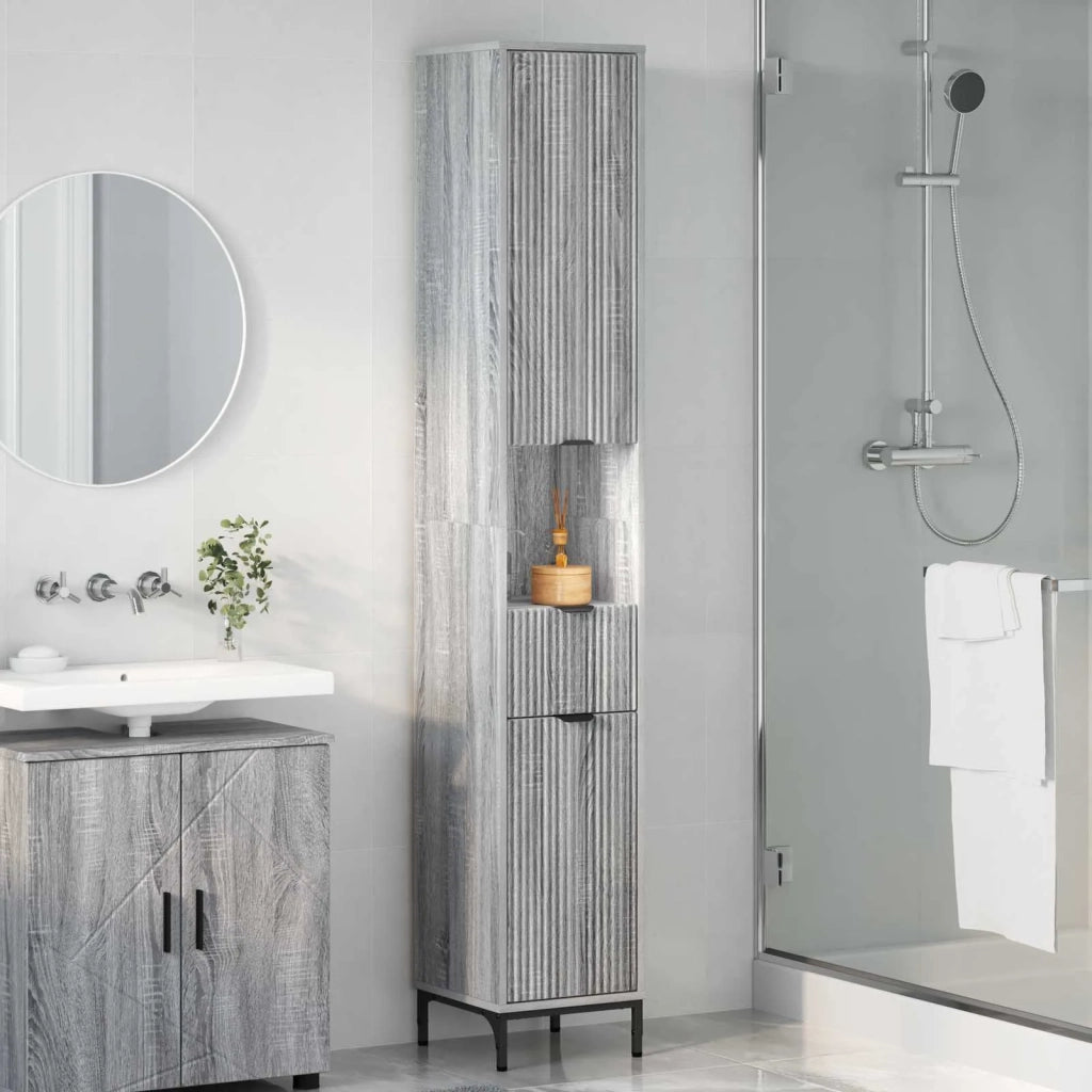 Mobile da Bagno con cassetto Grigio Sonoma 31,5 x 33 x 190 cm 883410