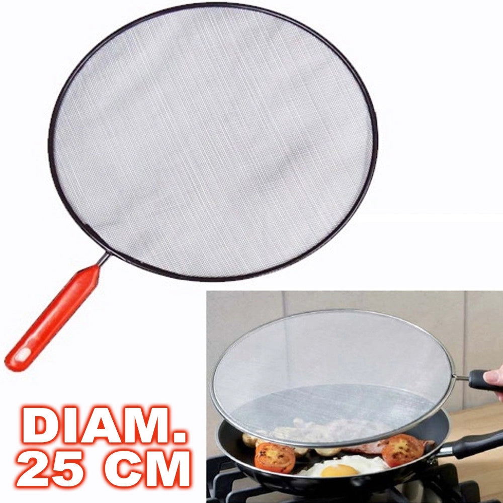 Trade Shop - Paraschizzi Paraspruzzi Diametro 25 Per Padella Pentola Spruzzi Frittura Cucina -