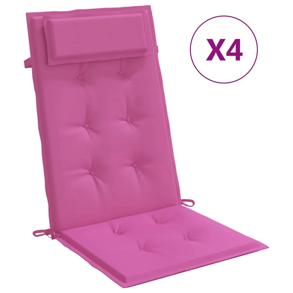 Cuscini per Sedia con Schienale Alto 4pz Rosa in Tessuto Oxford 361935