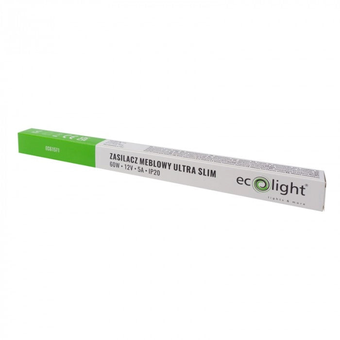 Alimentatore LED slim 60W 12V 5A IP20 per mobili Ecolight