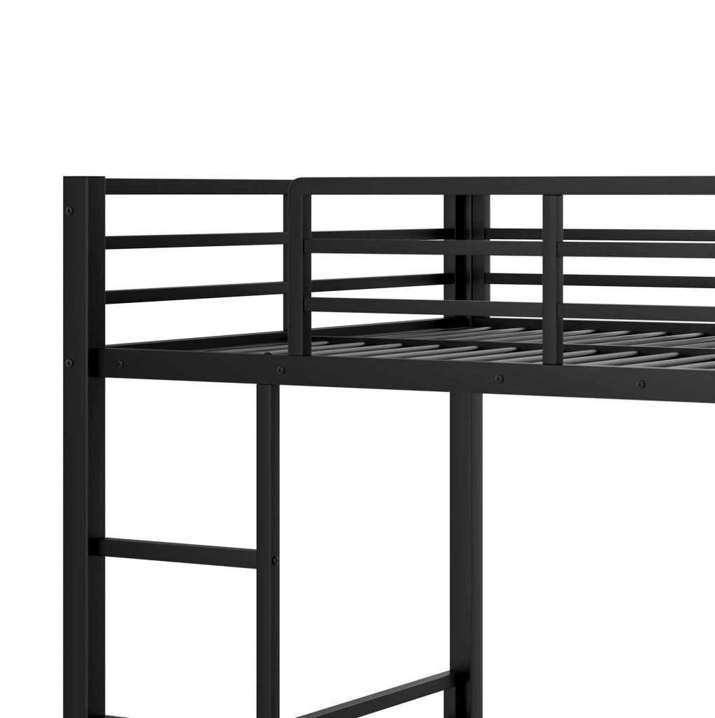 Letto a soppalco ULEVR 140x200 cm con scrivania, 2 cassetti, LED regolabile e scala, nero