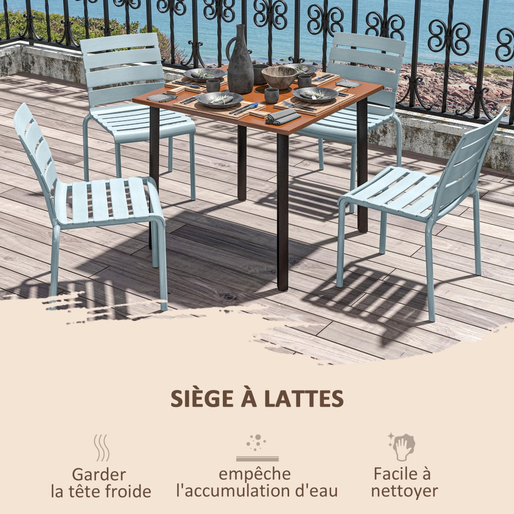 Set di 4 sedie da giardino impilabili ¨C zephmum ¨C grigio 42x54x78 cm