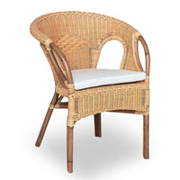 Salotto Mandolino in vimini miele con 2 poltrone, 1 tavolo e cuscini in omaggio