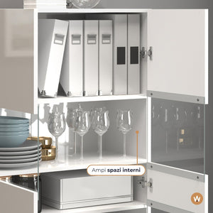 WHOUS Vetrina Soggiorno Bianco Lucido, Made in Italy STILE: 2 ante