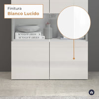 WHOUS Vetrina Soggiorno Bianco Lucido, Made in Italy STILE: 2 ante