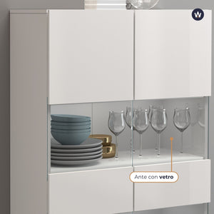 WHOUS Vetrina Soggiorno Bianco Lucido, Made in Italy STILE: 2 ante