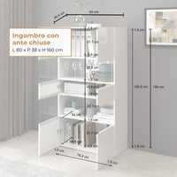 WHOUS Vetrina Soggiorno Bianco Lucido, Made in Italy STILE: 2 ante