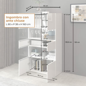 WHOUS Vetrina Soggiorno Bianco Lucido, Made in Italy STILE: 2 ante